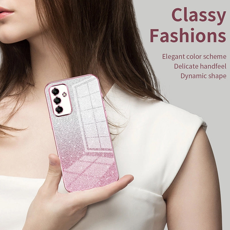 For Samsung Galaxy A72 4G Luxurious Electroplated Gradient Glitter Powder Case - Enhanced Lens Protection