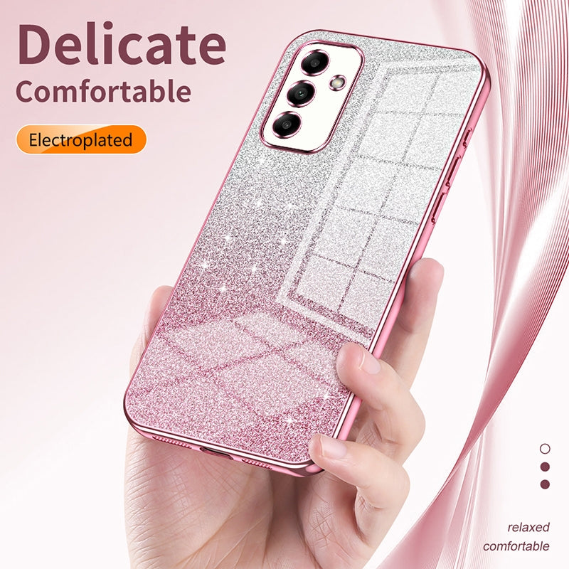 For Samsung Galaxy A72 4G Luxurious Electroplated Gradient Glitter Powder Case - Enhanced Lens Protection