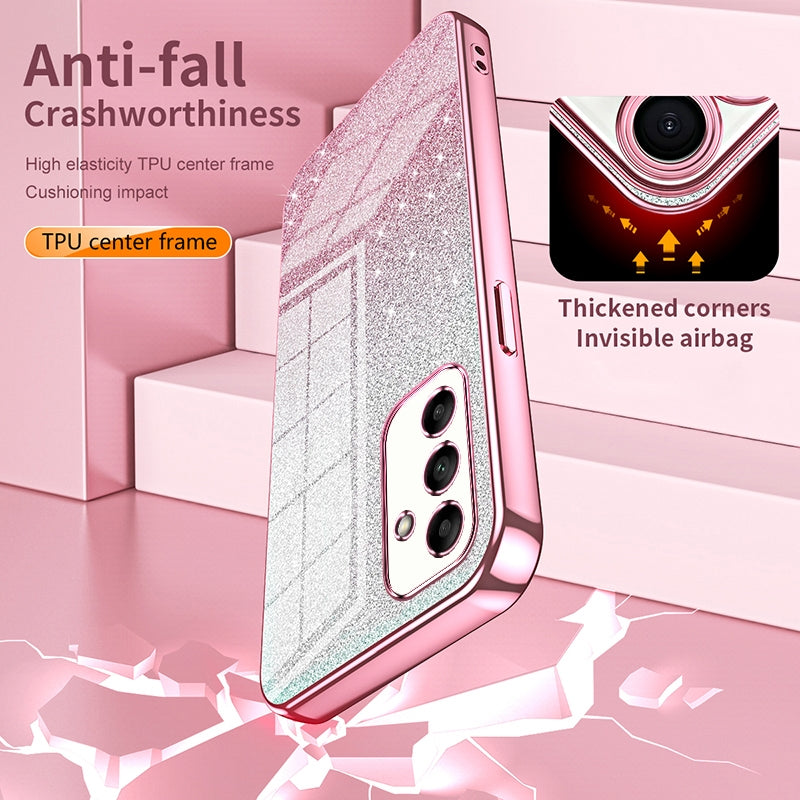 Samsung Galaxy A05 Luxurious Electroplated Gradient Glitter Powder Case - Enhanced Lens Protection