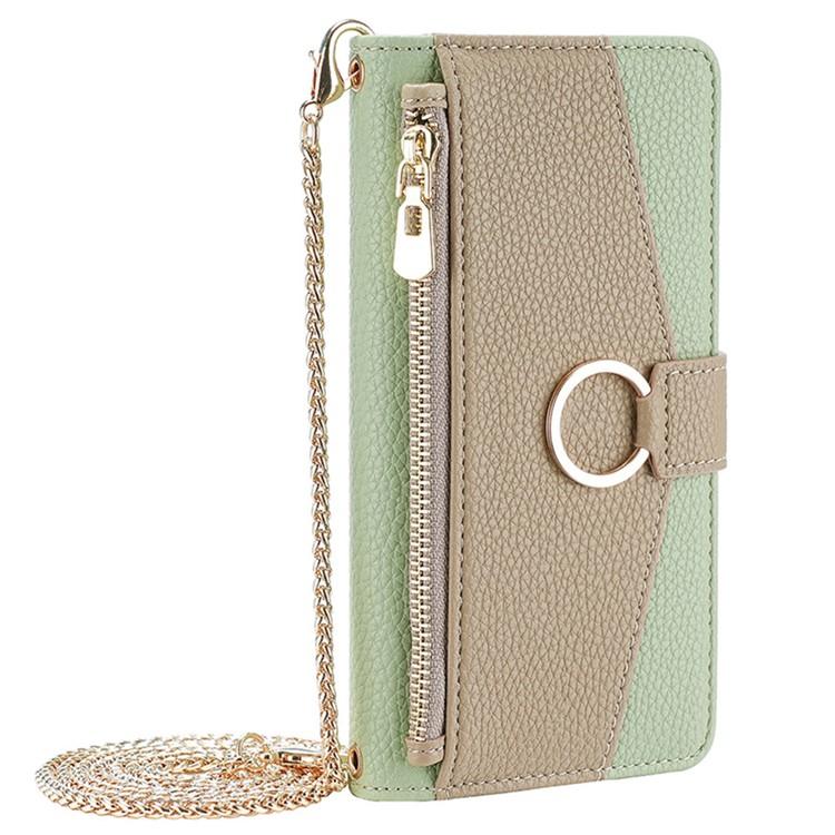 ZTE nubia S 5G A403ZT Crossbody Phone Case with Litchi Texture Leather, Adjustable Kickstand, Card Slots, Zipper Purse, Makeup Mirror, and TPU Protection