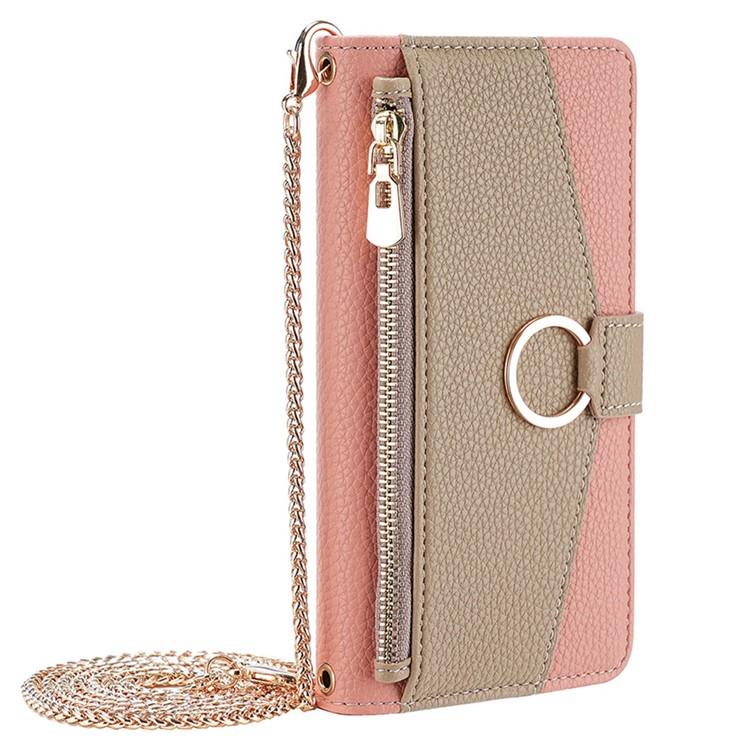 ZTE nubia S 5G A403ZT Crossbody Phone Case with Litchi Texture Leather, Adjustable Kickstand, Card Slots, Zipper Purse, Makeup Mirror, and TPU Protection