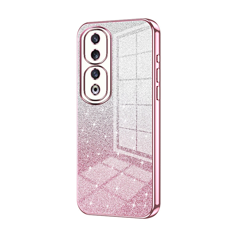 For Honor 90 Pro Luxurious Electroplated Gradient Glitter Powder Case - Enhanced Lens Protection