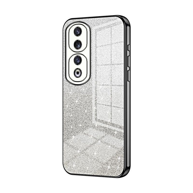 For Honor 90 Pro Luxurious Electroplated Gradient Glitter Powder Case - Enhanced Lens Protection