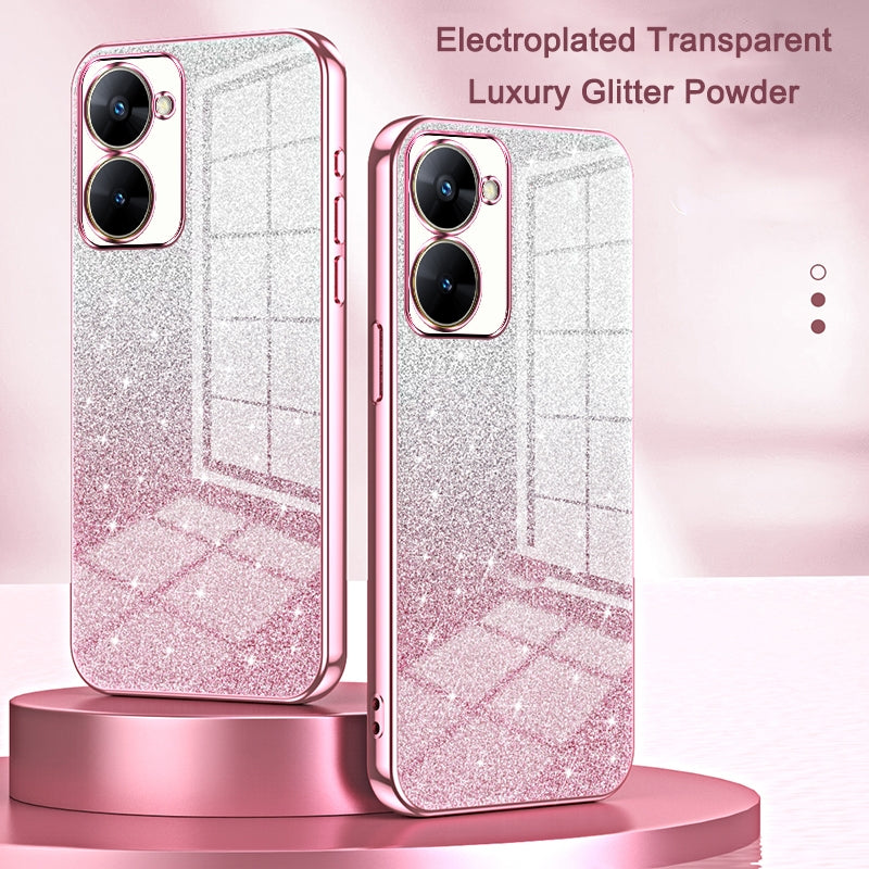 For Realme GT Neo 3 Luxurious Electroplated Gradient Glitter Powder Case - Enhanced Lens Protection