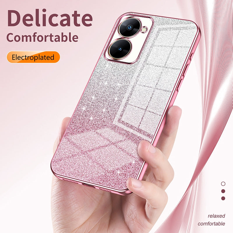 For Realme GT Neo 3 Luxurious Electroplated Gradient Glitter Powder Case - Enhanced Lens Protection