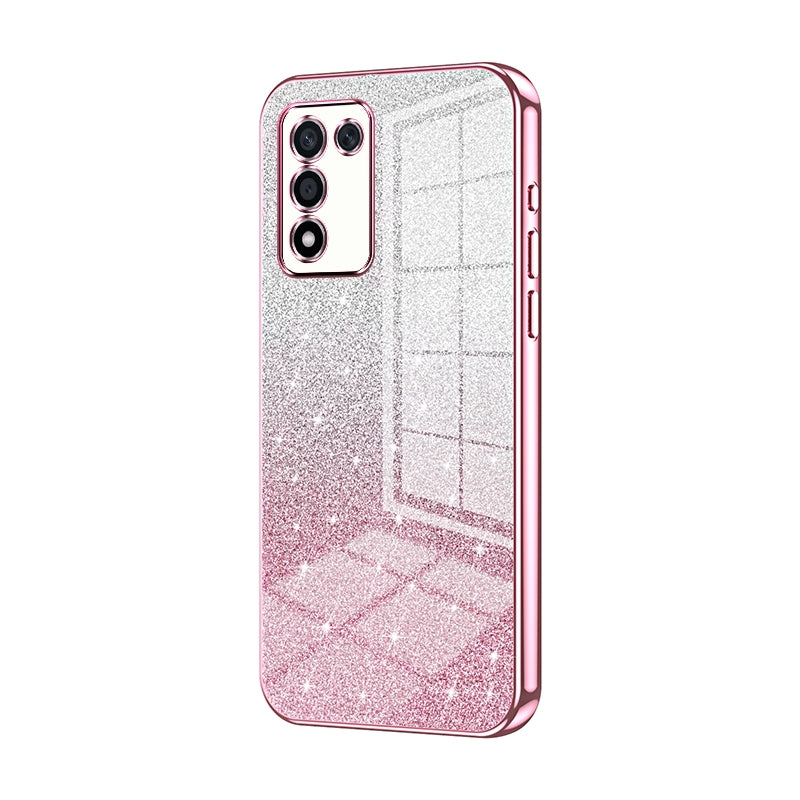 For OPPO K10 Energy Luxurious Electroplated Gradient Glitter Powder Case - Enhanced Lens Protection