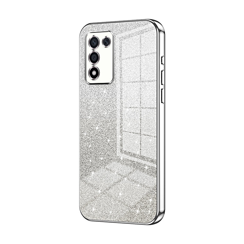 For OPPO K10 Energy Luxurious Electroplated Gradient Glitter Powder Case - Enhanced Lens Protection