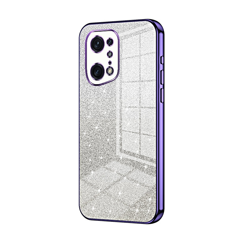 For OPPO Find X5 Pro Luxurious Electroplated Gradient Glitter Powder Case - Enhanced Lens Protection