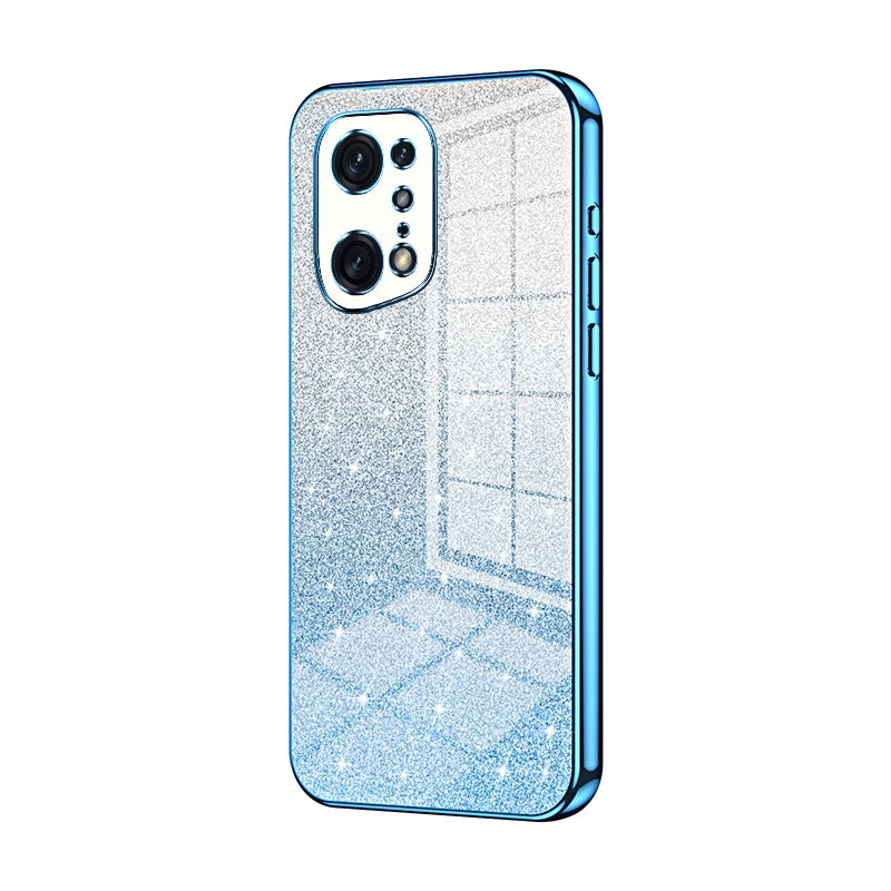 For OPPO Find X5 Pro Luxurious Electroplated Gradient Glitter Powder Case - Enhanced Lens Protection