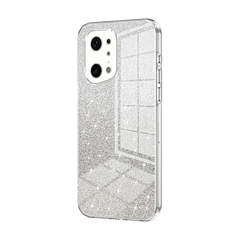 For OPPO Find X5 Pro Luxurious Electroplated Gradient Glitter Powder Case - Enhanced Lens Protection