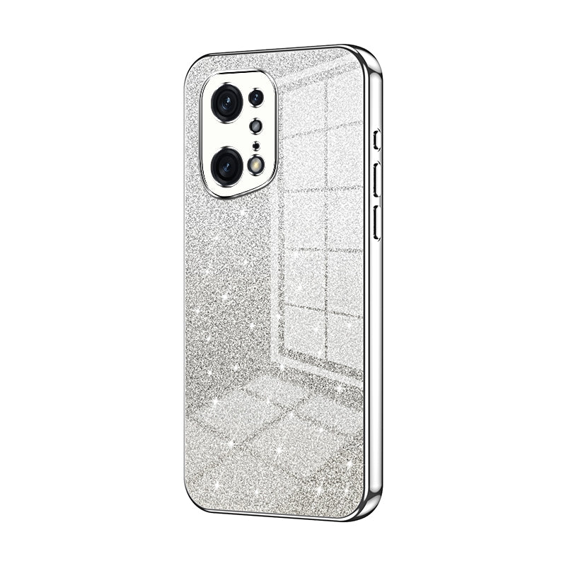 For OPPO Find X5 Pro Luxurious Electroplated Gradient Glitter Powder Case - Enhanced Lens Protection