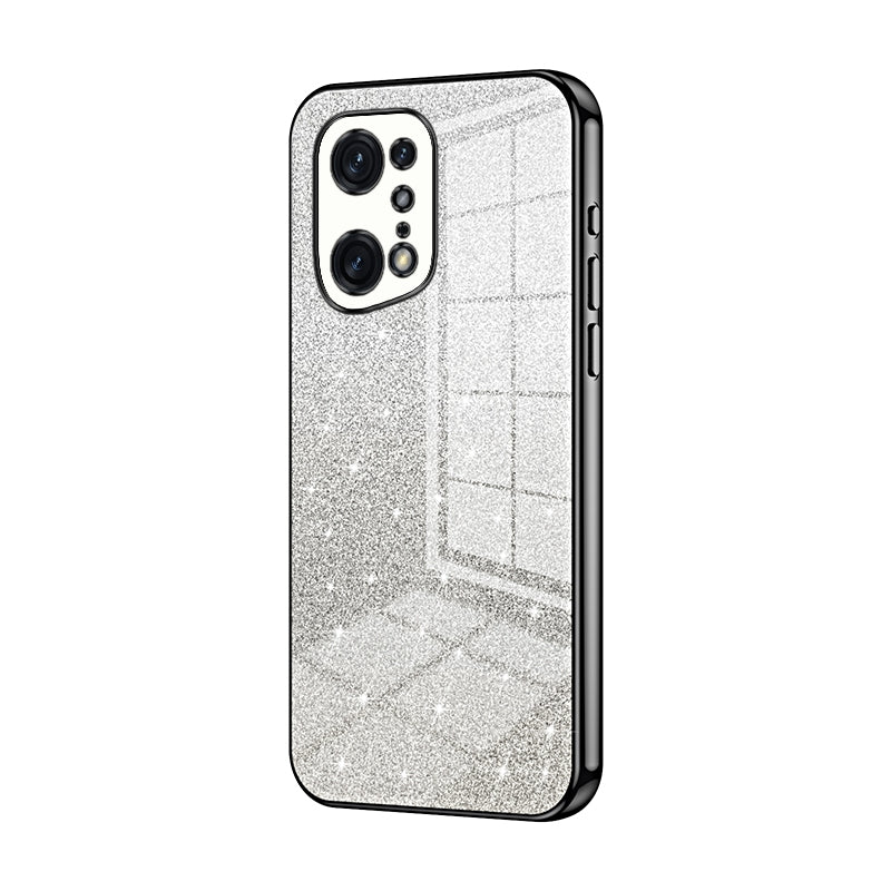 For OPPO Find X5 Pro Luxurious Electroplated Gradient Glitter Powder Case - Enhanced Lens Protection