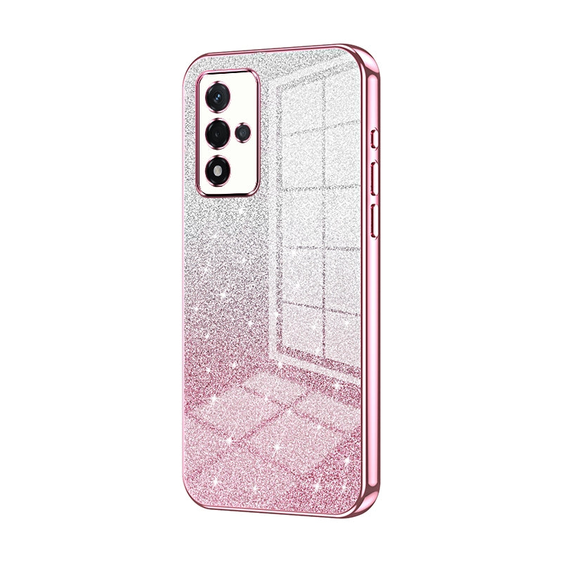 For OPPO A93s 5G Luxurious Electroplated Gradient Glitter Powder Case - Enhanced Lens Protection