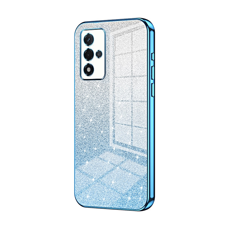 For OPPO A93s 5G Luxurious Electroplated Gradient Glitter Powder Case - Enhanced Lens Protection