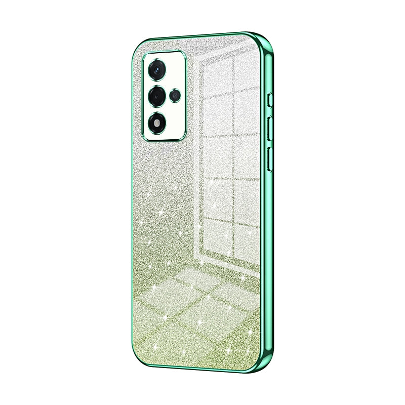 For OPPO A93s 5G Luxurious Electroplated Gradient Glitter Powder Case - Enhanced Lens Protection
