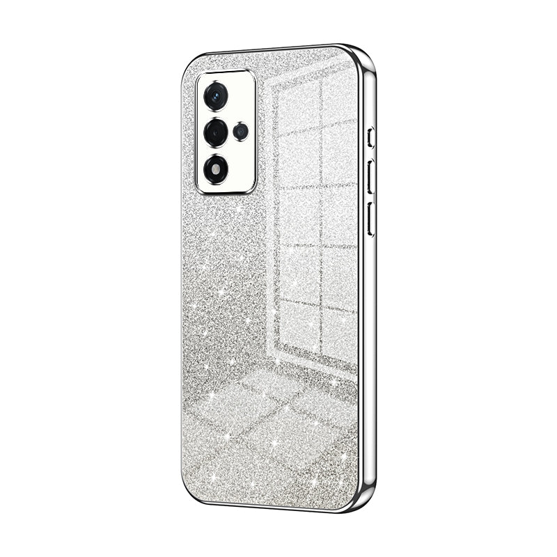 For OPPO A93s 5G Luxurious Electroplated Gradient Glitter Powder Case - Enhanced Lens Protection