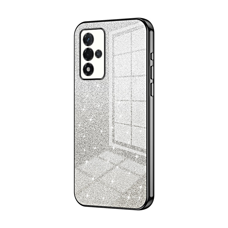 For OPPO A93s 5G Luxurious Electroplated Gradient Glitter Powder Case - Enhanced Lens Protection