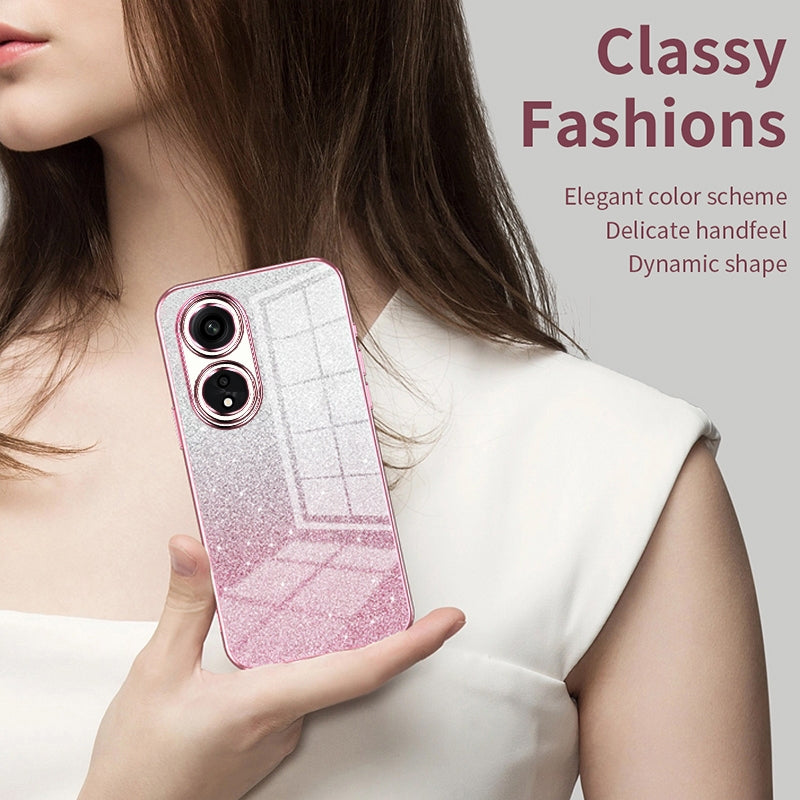 For OPPO K10 Energy Luxurious Electroplated Gradient Glitter Powder Case - Enhanced Lens Protection