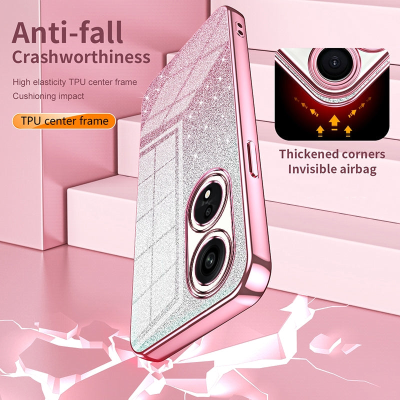 OPPO A2m Luxurious Electroplated Gradient Glitter Powder Case - Enhanced Lens Protection