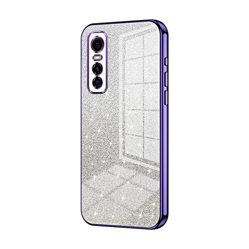 For vivo Y73s Luxurious Electroplated Gradient Glitter Powder Case - Enhanced Lens Protection