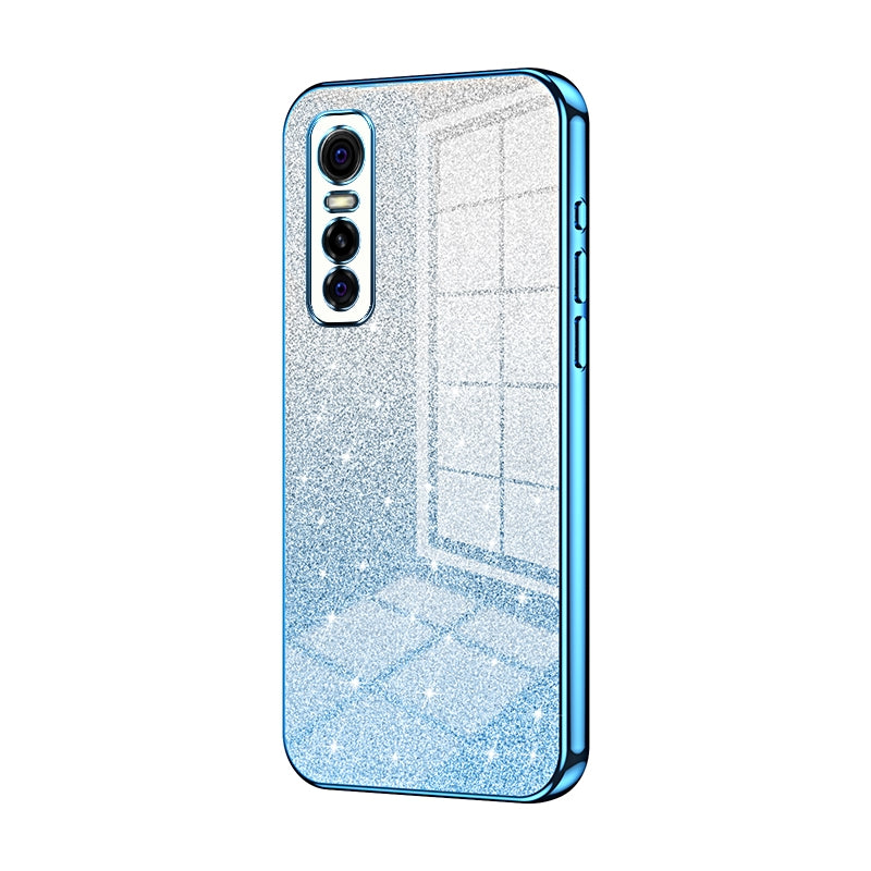 For vivo Y73s Luxurious Electroplated Gradient Glitter Powder Case - Enhanced Lens Protection