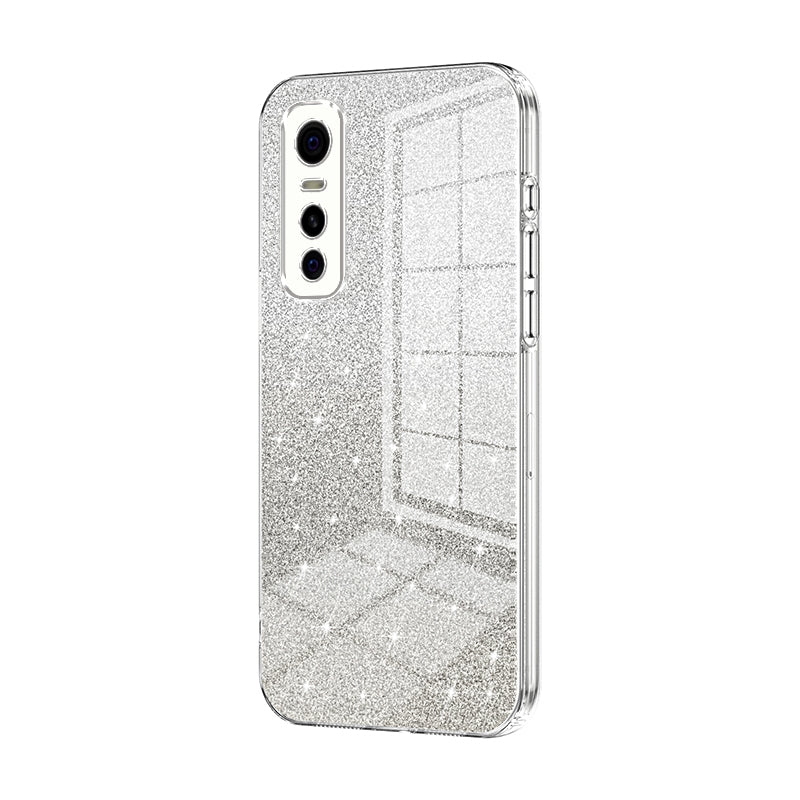 For vivo Y73s Luxurious Electroplated Gradient Glitter Powder Case - Enhanced Lens Protection