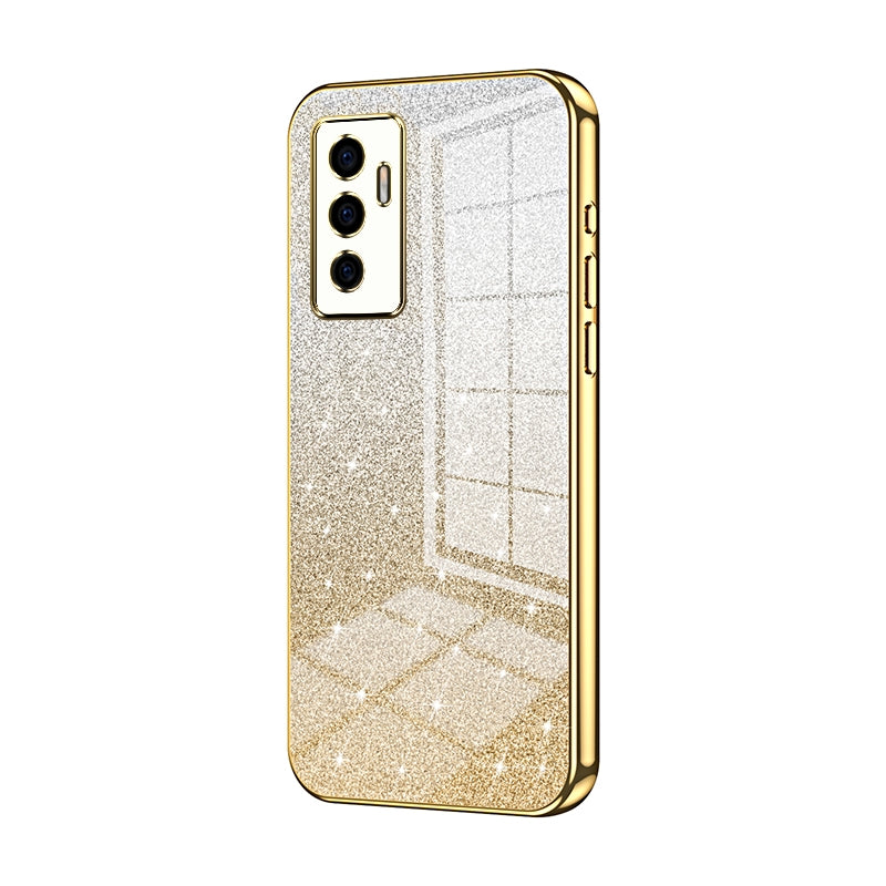 For vivo Y75 4G Luxurious Electroplated Gradient Glitter Powder Case - Enhanced Lens Protection
