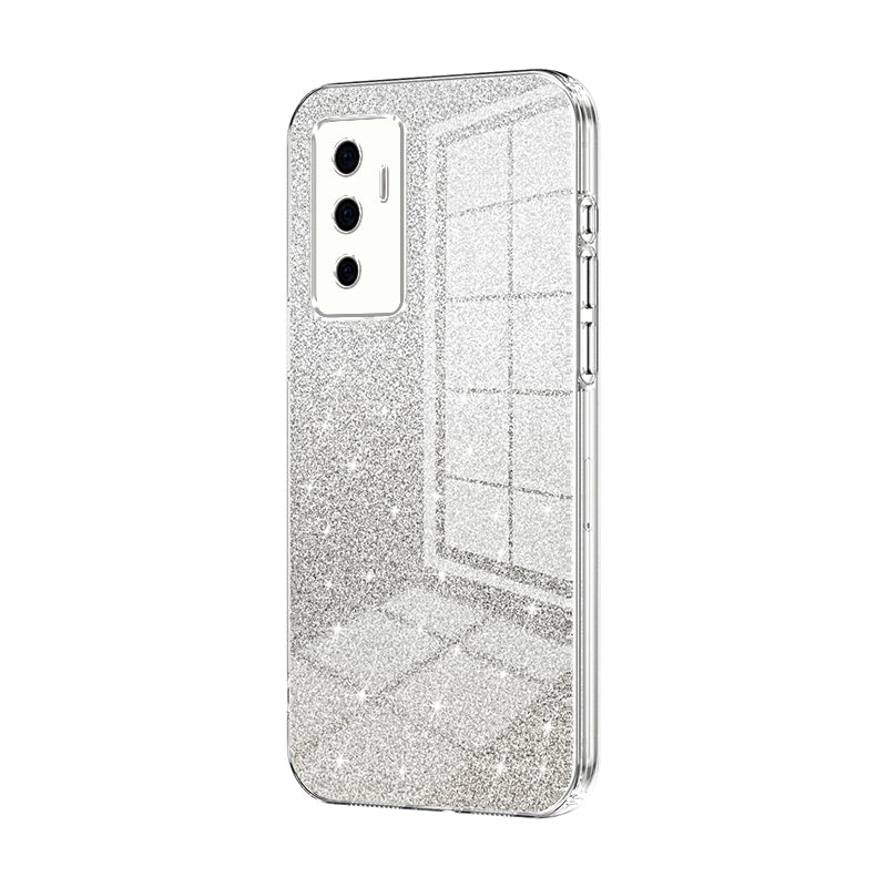 For vivo Y75 4G Luxurious Electroplated Gradient Glitter Powder Case - Enhanced Lens Protection
