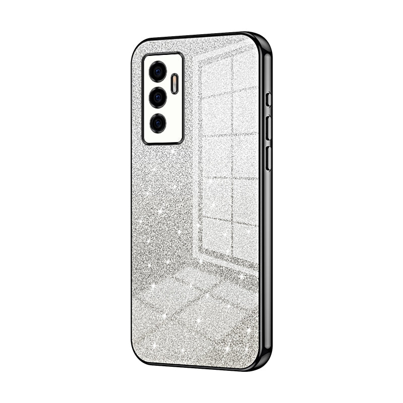 For vivo Y75 4G Luxurious Electroplated Gradient Glitter Powder Case - Enhanced Lens Protection