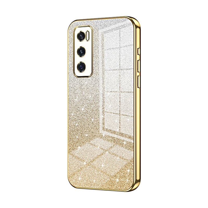 For vivo Y70 Luxurious Electroplated Gradient Glitter Powder Case - Enhanced Lens Protection