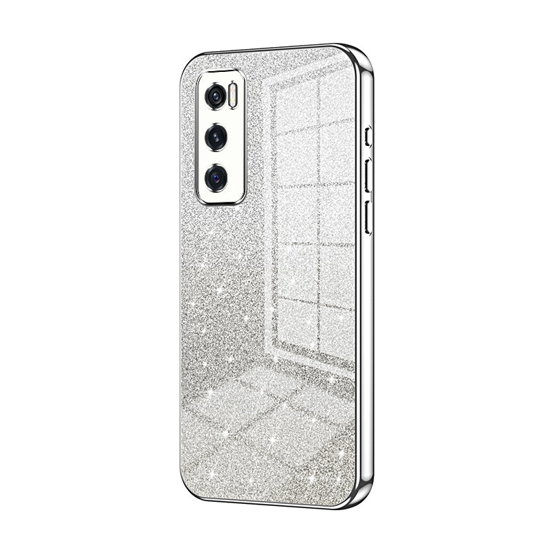 For vivo Y70 Luxurious Electroplated Gradient Glitter Powder Case - Enhanced Lens Protection