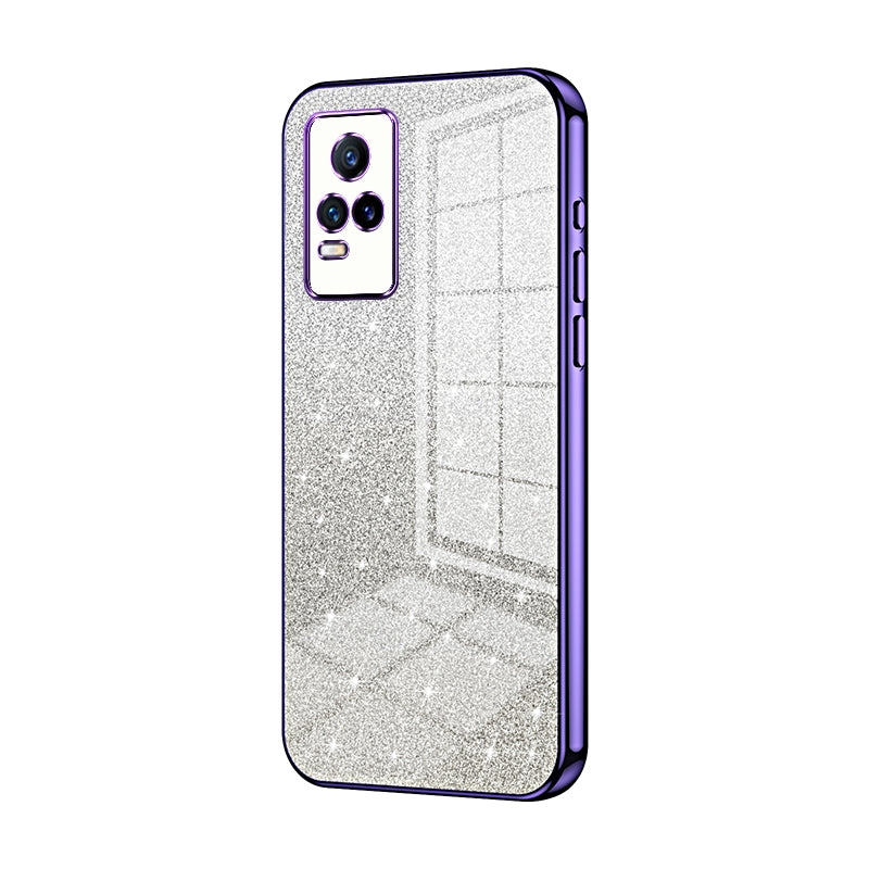 For vivo Y73 Luxurious Electroplated Gradient Glitter Powder Case - Enhanced Lens Protection