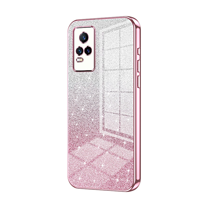 For vivo Y73 Luxurious Electroplated Gradient Glitter Powder Case - Enhanced Lens Protection