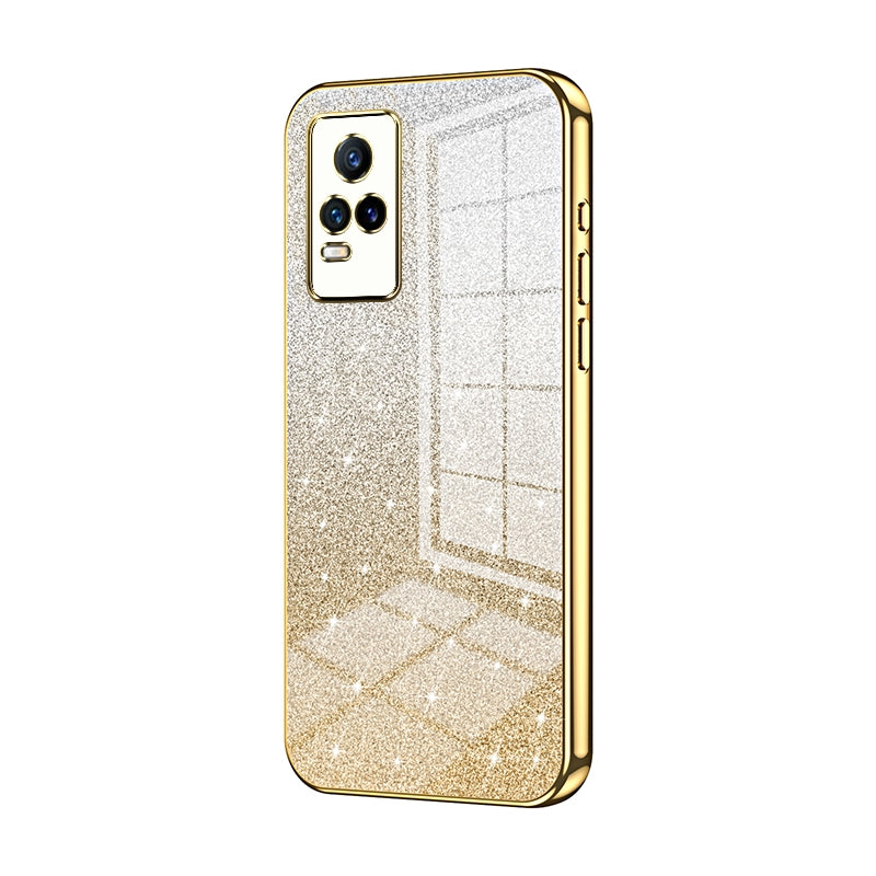 For vivo Y73 Luxurious Electroplated Gradient Glitter Powder Case - Enhanced Lens Protection