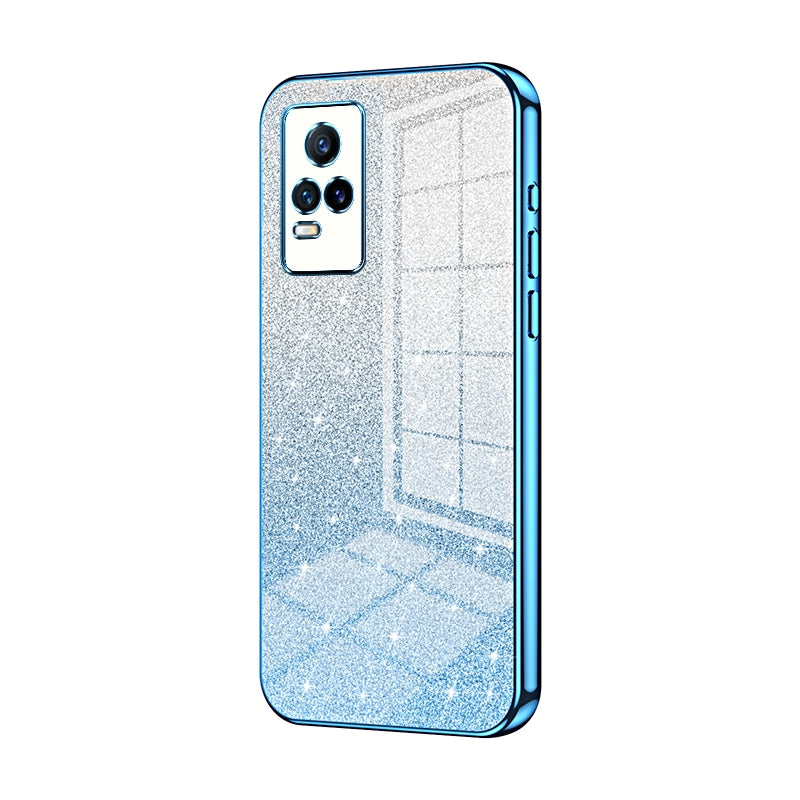 For vivo Y73 Luxurious Electroplated Gradient Glitter Powder Case - Enhanced Lens Protection