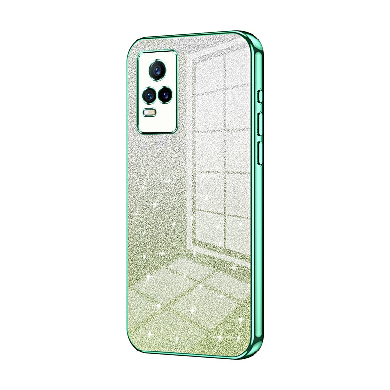 For vivo Y73 Luxurious Electroplated Gradient Glitter Powder Case - Enhanced Lens Protection
