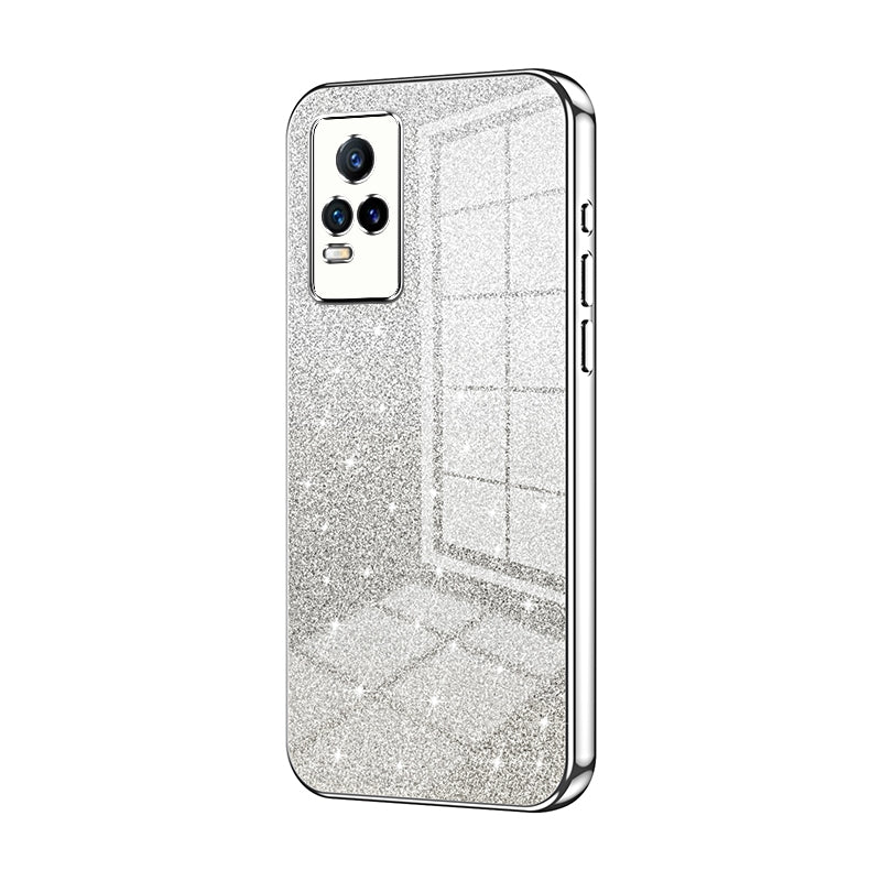 For vivo Y73 Luxurious Electroplated Gradient Glitter Powder Case - Enhanced Lens Protection