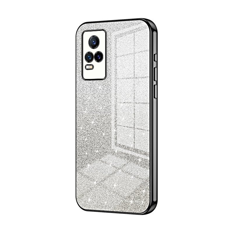 For vivo Y73 Luxurious Electroplated Gradient Glitter Powder Case - Enhanced Lens Protection