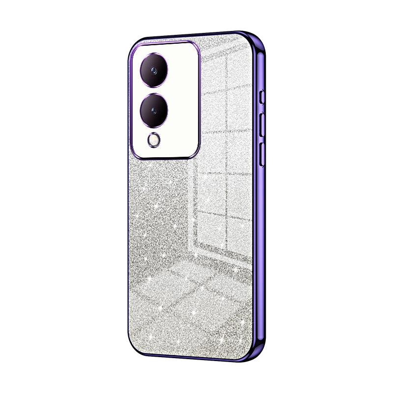 For vivo Y17s Luxurious Electroplated Gradient Glitter Powder Case - Enhanced Lens Protection