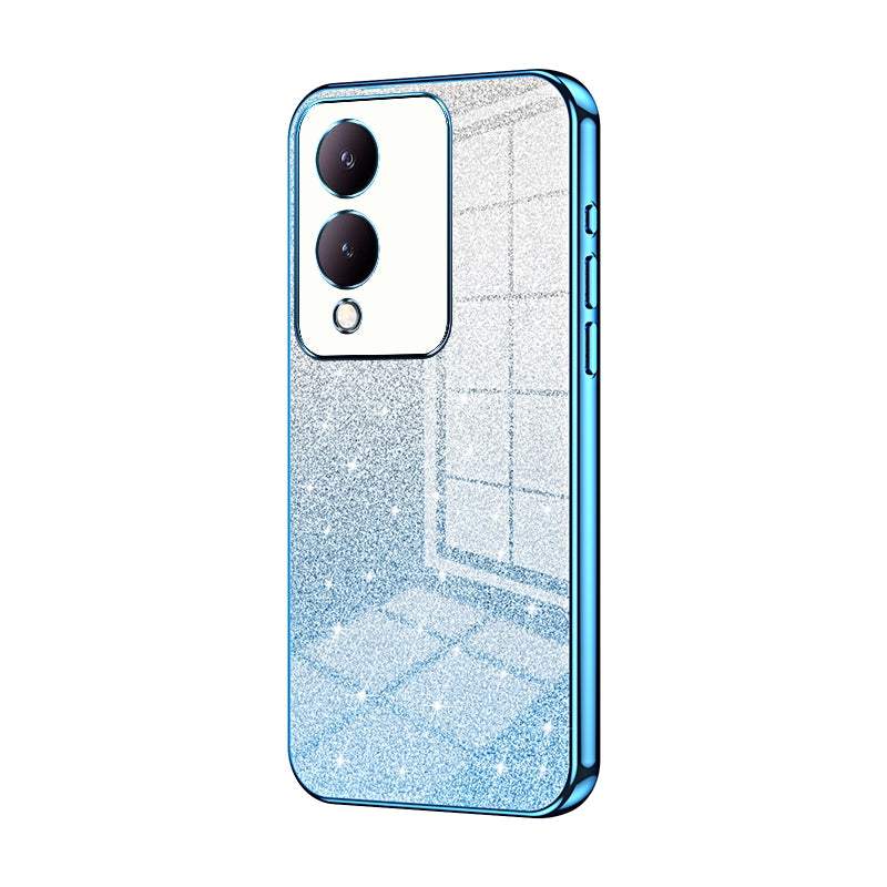 For vivo Y17s Luxurious Electroplated Gradient Glitter Powder Case - Enhanced Lens Protection
