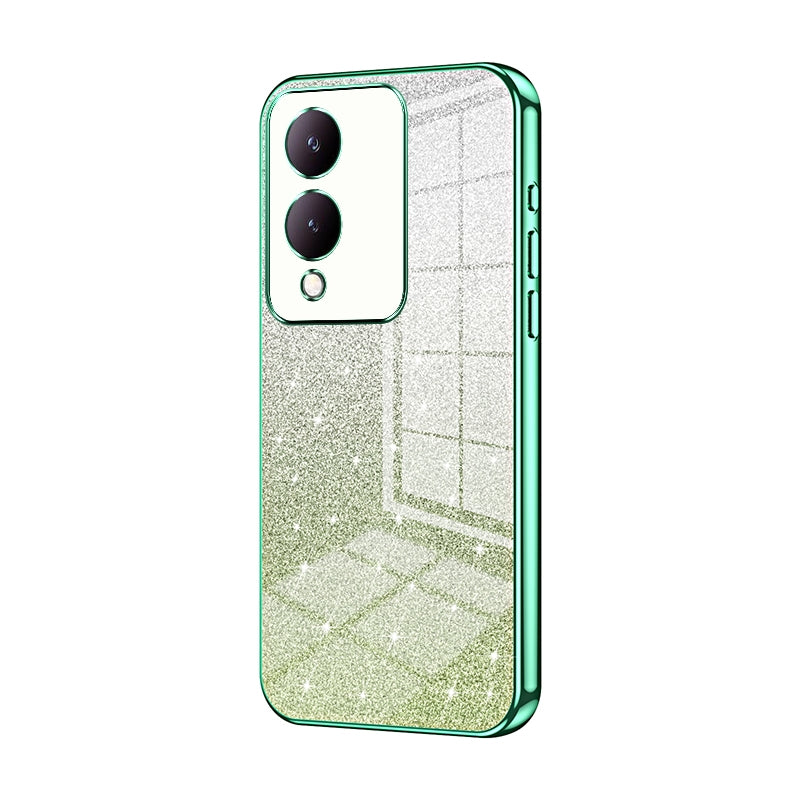 For vivo Y17s Luxurious Electroplated Gradient Glitter Powder Case - Enhanced Lens Protection