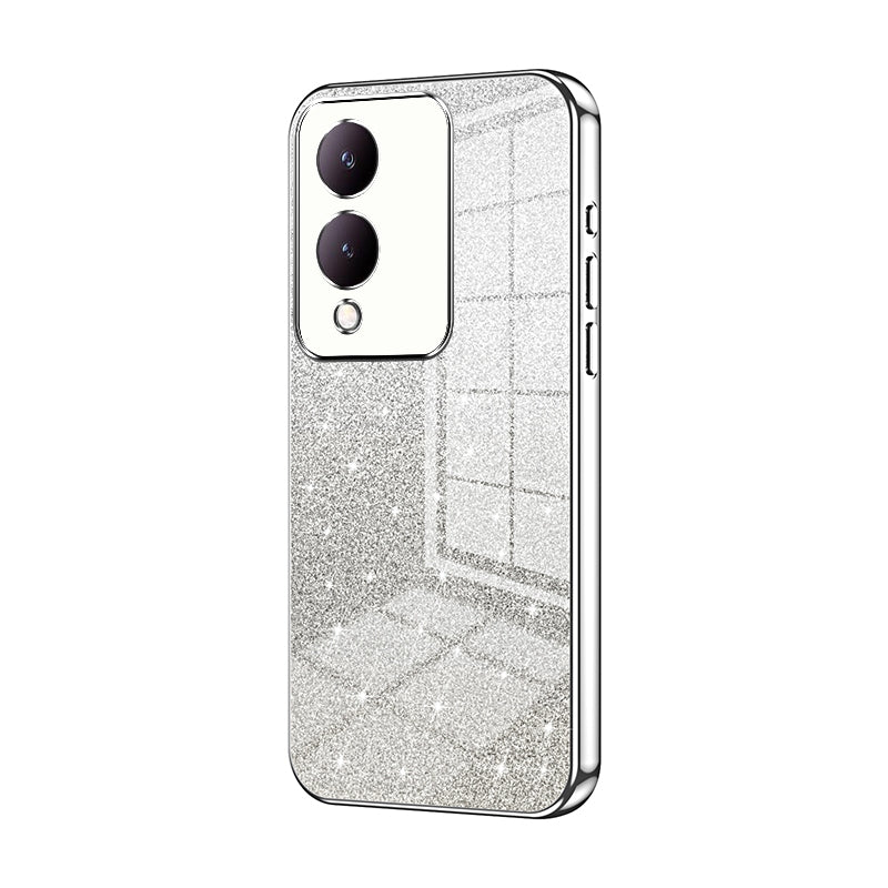 For vivo Y17s Luxurious Electroplated Gradient Glitter Powder Case - Enhanced Lens Protection
