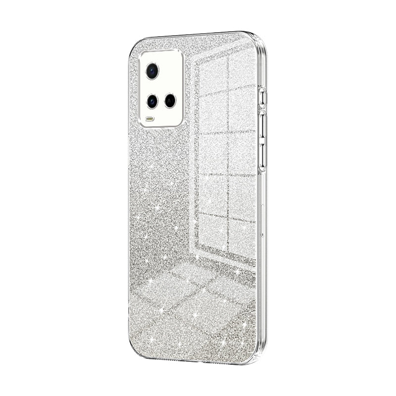 For vivo Y33s Luxurious Electroplated Gradient Glitter Powder Case - Enhanced Lens Protection