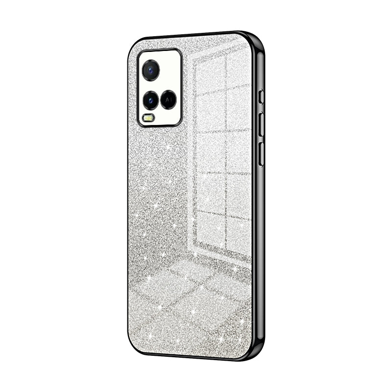 For vivo Y33s Luxurious Electroplated Gradient Glitter Powder Case - Enhanced Lens Protection