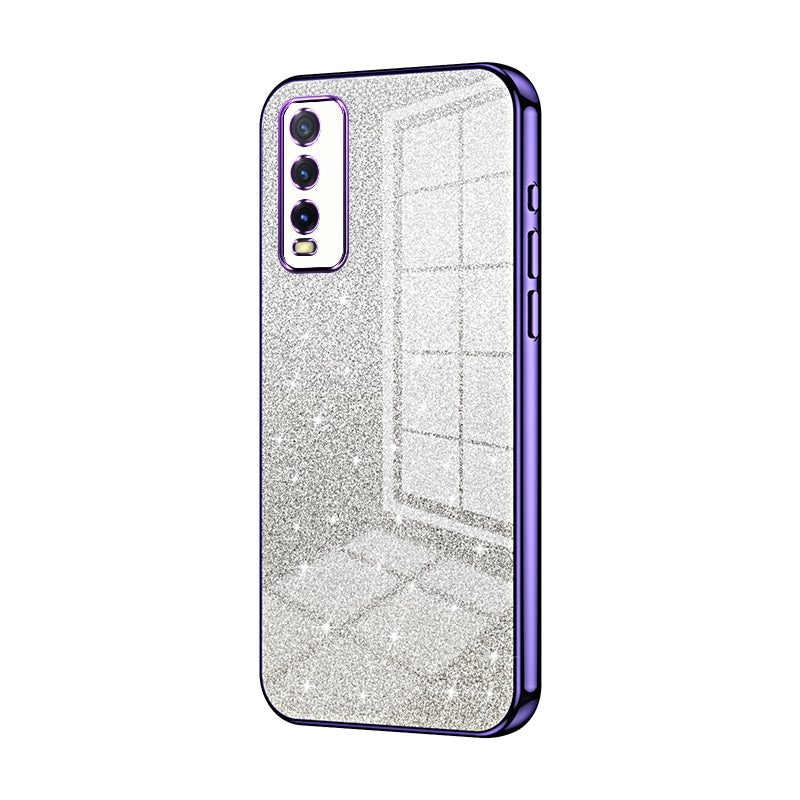 For vivo Y20i Luxurious Electroplated Gradient Glitter Powder Case - Enhanced Lens Protection