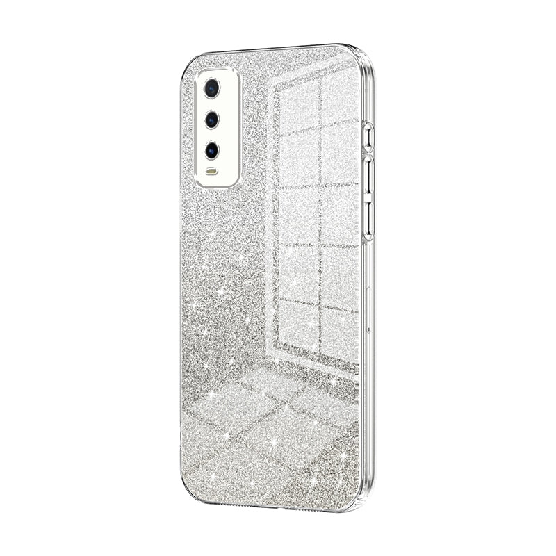 For vivo Y20i Luxurious Electroplated Gradient Glitter Powder Case - Enhanced Lens Protection