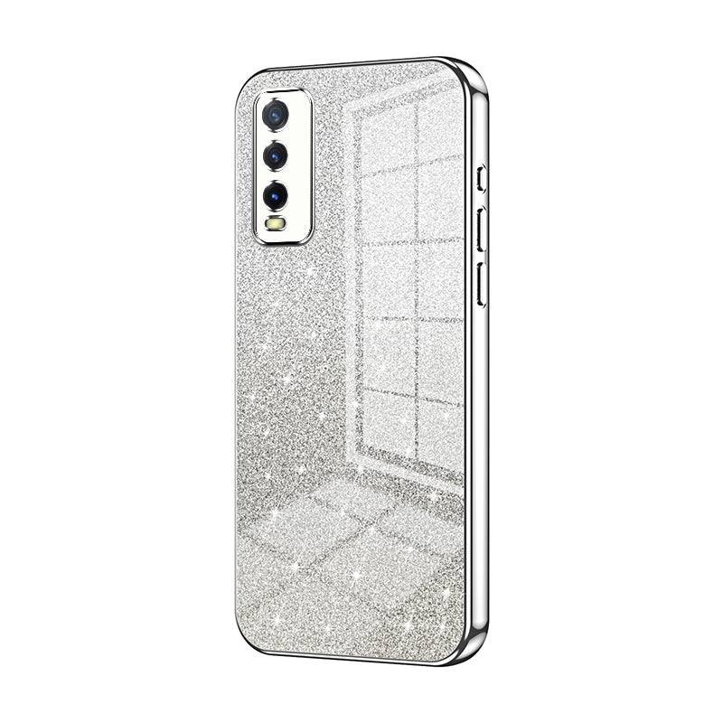 For vivo Y20i Luxurious Electroplated Gradient Glitter Powder Case - Enhanced Lens Protection