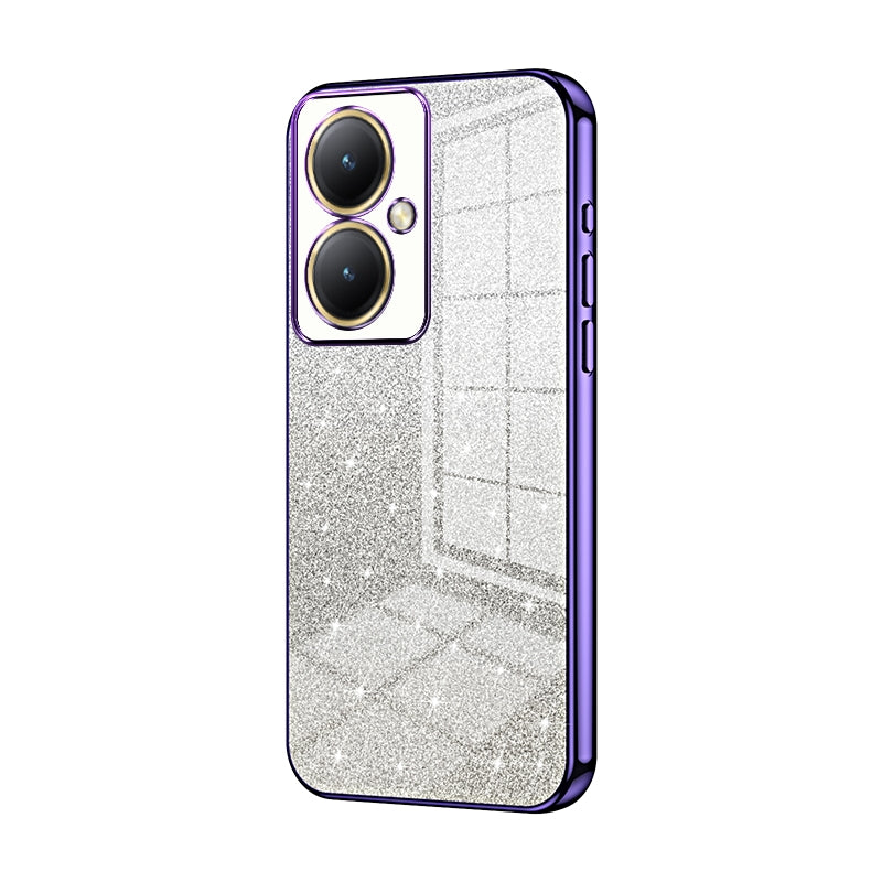 For vivo Y35+ Luxurious Electroplated Gradient Glitter Powder Case - Enhanced Lens Protection