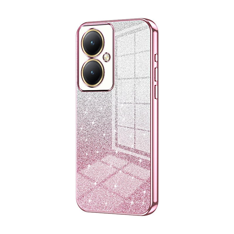 For vivo Y35+ Luxurious Electroplated Gradient Glitter Powder Case - Enhanced Lens Protection