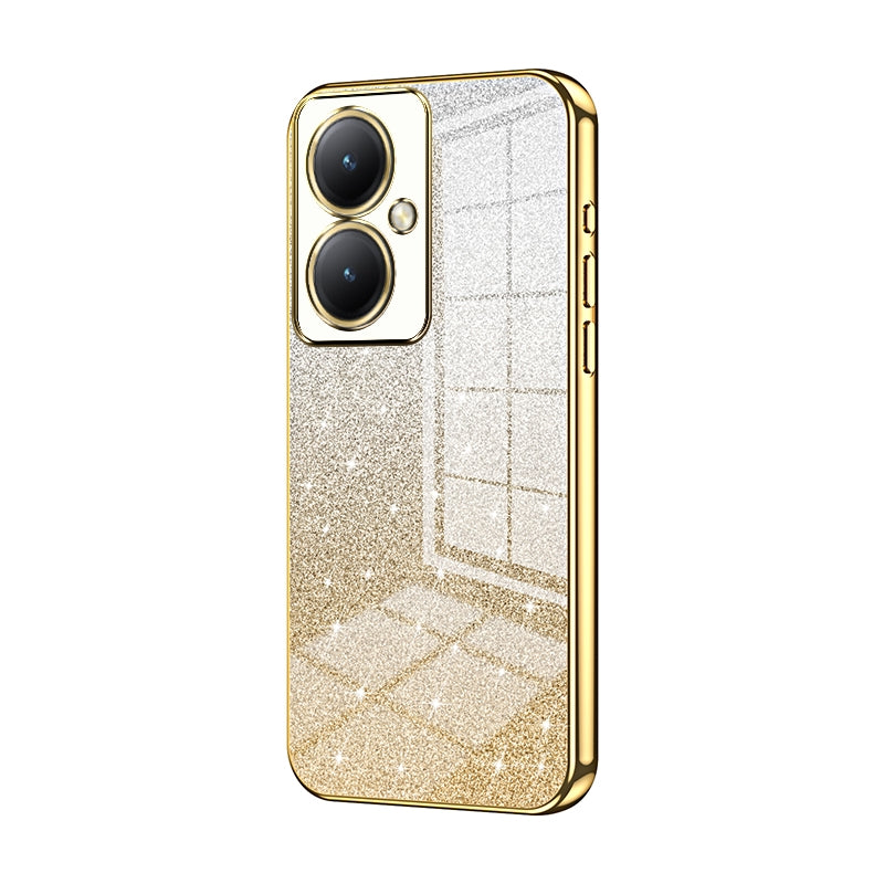 For vivo Y35+ Luxurious Electroplated Gradient Glitter Powder Case - Enhanced Lens Protection